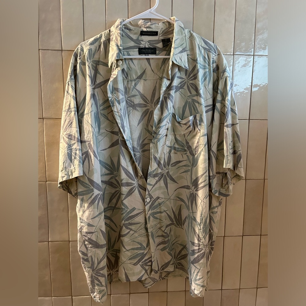 Van Heusen Washable Silk Mens Hawaiian Shirt